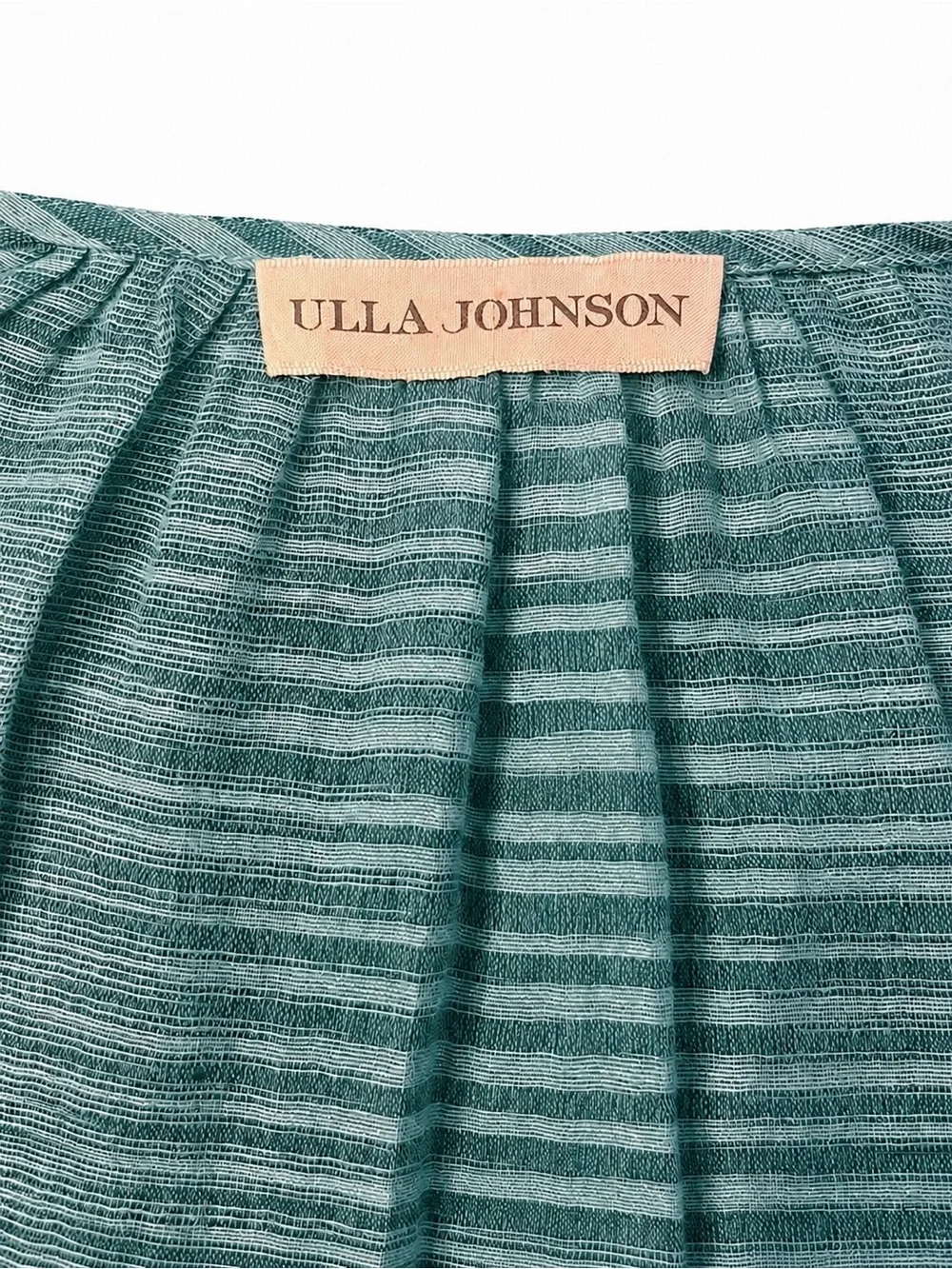 Ulla Johnson Ophelia Teal Striped Cotton Peplum Blouse Size 12